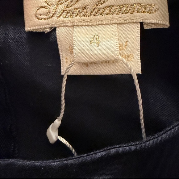 $398 Shoshanna Castell Cotton Cheryl Dress Navy Midi A-Line Chain Belt Pockets 4 - Picture 8 of 9